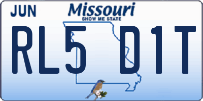 MO license plate RL5D1T