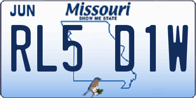 MO license plate RL5D1W