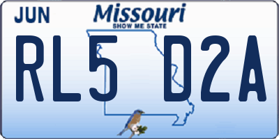 MO license plate RL5D2A