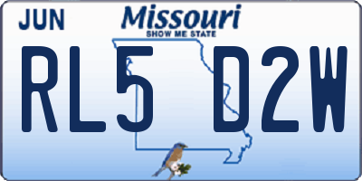 MO license plate RL5D2W