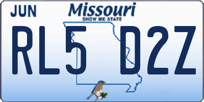MO license plate RL5D2Z