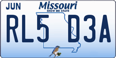 MO license plate RL5D3A