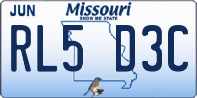 MO license plate RL5D3C