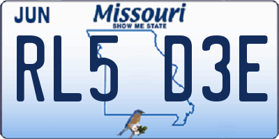 MO license plate RL5D3E