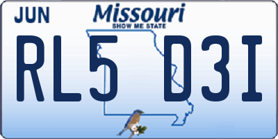 MO license plate RL5D3I