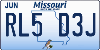 MO license plate RL5D3J