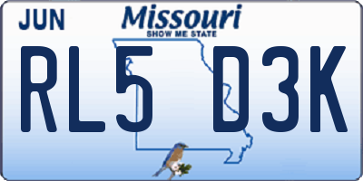 MO license plate RL5D3K