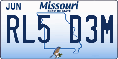 MO license plate RL5D3M