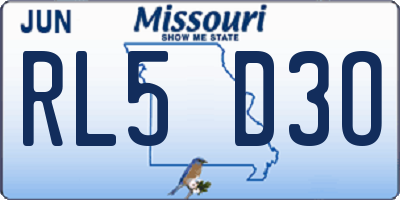 MO license plate RL5D3O