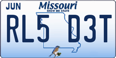 MO license plate RL5D3T