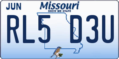 MO license plate RL5D3U