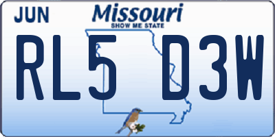 MO license plate RL5D3W