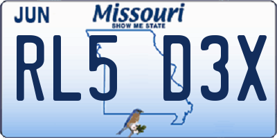 MO license plate RL5D3X