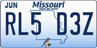 MO license plate RL5D3Z
