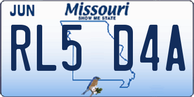 MO license plate RL5D4A