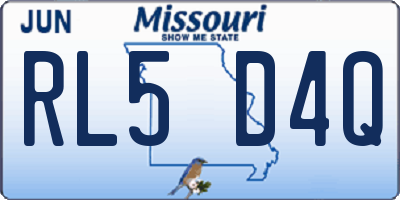 MO license plate RL5D4Q