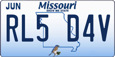 MO license plate RL5D4V