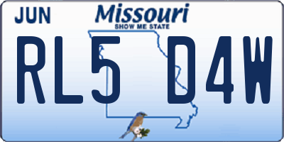 MO license plate RL5D4W