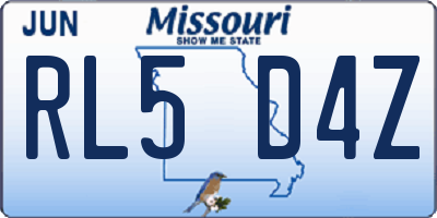 MO license plate RL5D4Z