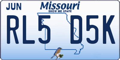 MO license plate RL5D5K