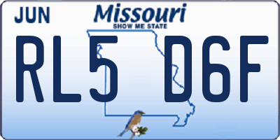 MO license plate RL5D6F