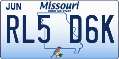 MO license plate RL5D6K