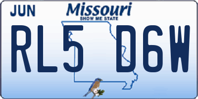 MO license plate RL5D6W