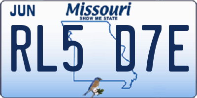 MO license plate RL5D7E