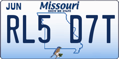 MO license plate RL5D7T