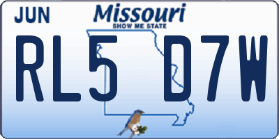 MO license plate RL5D7W