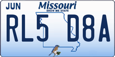 MO license plate RL5D8A