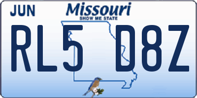 MO license plate RL5D8Z