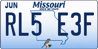 MO license plate RL5E3F