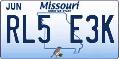 MO license plate RL5E3K