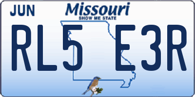 MO license plate RL5E3R
