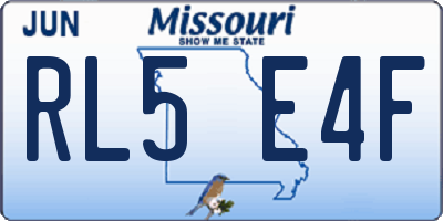 MO license plate RL5E4F
