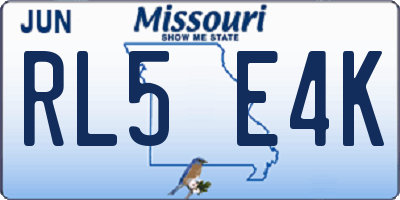 MO license plate RL5E4K