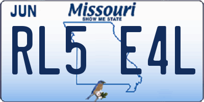 MO license plate RL5E4L