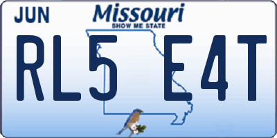 MO license plate RL5E4T