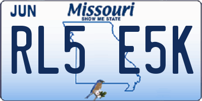 MO license plate RL5E5K