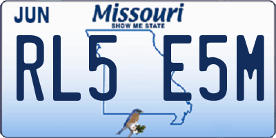MO license plate RL5E5M
