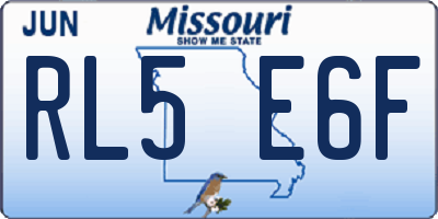 MO license plate RL5E6F
