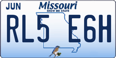 MO license plate RL5E6H