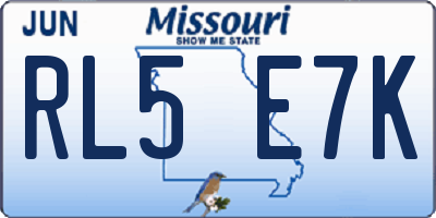 MO license plate RL5E7K