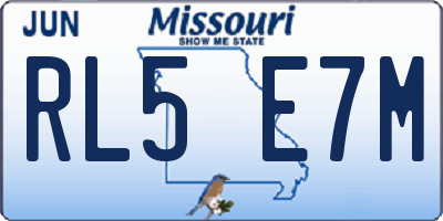 MO license plate RL5E7M