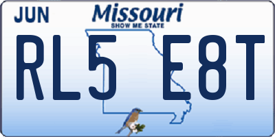 MO license plate RL5E8T