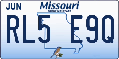 MO license plate RL5E9Q