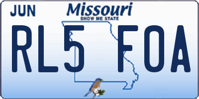 MO license plate RL5F0A