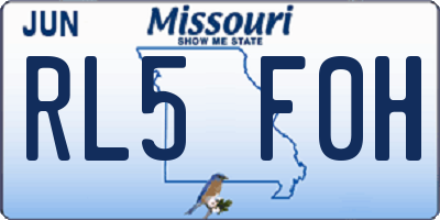 MO license plate RL5F0H
