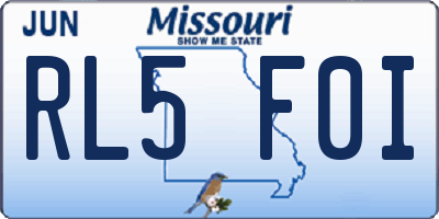 MO license plate RL5F0I